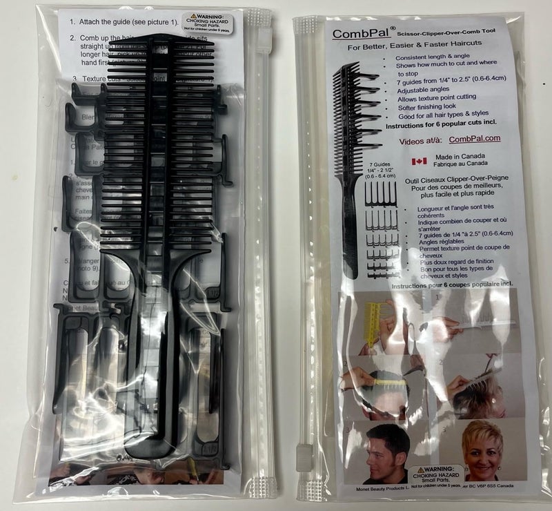 CombPal Scissor Clipper Over Comb Hair Cutting Tool - Barber DIY Home Hair Trimming Guide Comb Set (Classic Set, Black) - Image 5